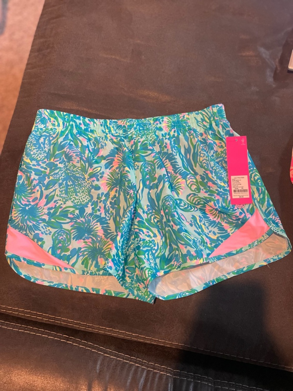 Lilly Pulitzer Teal & Pink Tropical Athletic Shorts - Ocean Trail XS NWT